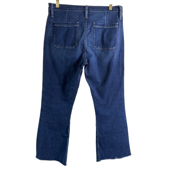 Frame Denim Le Bardot Crop Flare Size 29 Jeans Patch Pocket Raw Hem $240 Menara - Picture 7 of 11